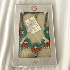 Amrita Singh Austrian Crystal Multicolored Pioneer Bib Necklace statement NEW